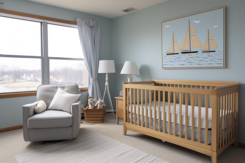 Детская комната в мягких пастельных тонах.