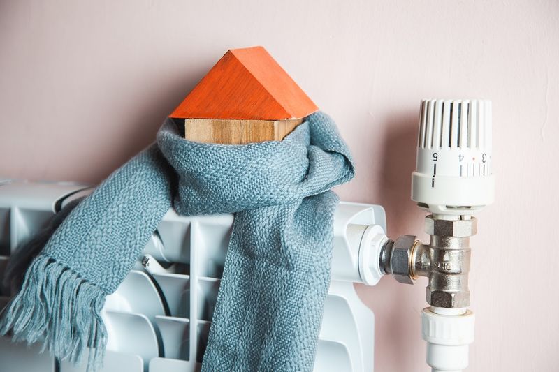 Шарф и дом на батарее.